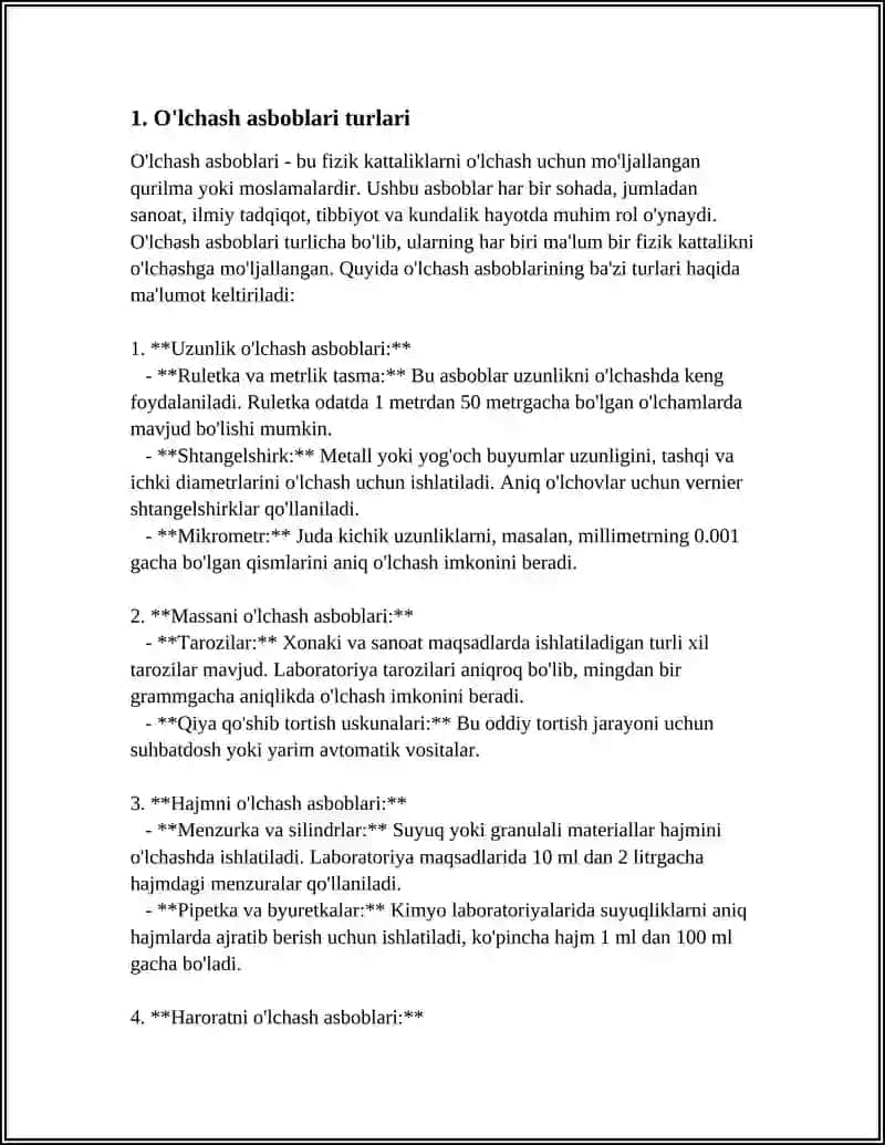 O'lchash Vositalari va Usullari 3