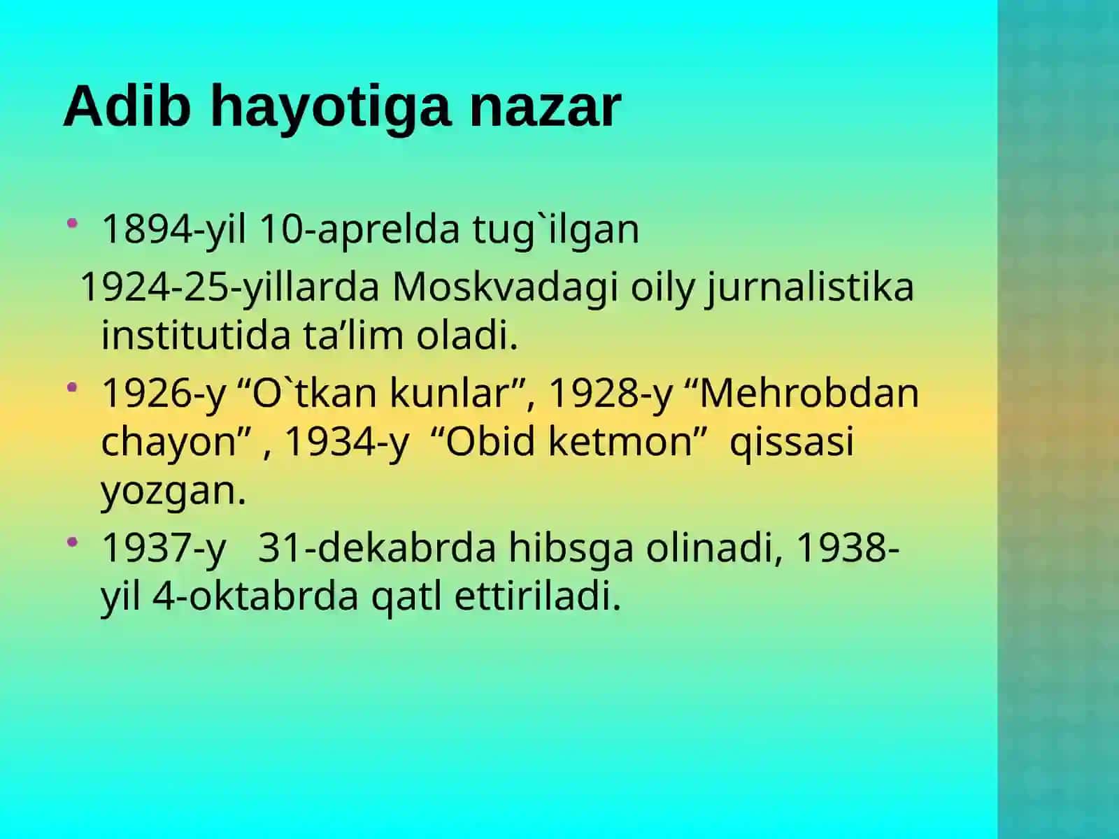 Adib hayotiga nazar 3