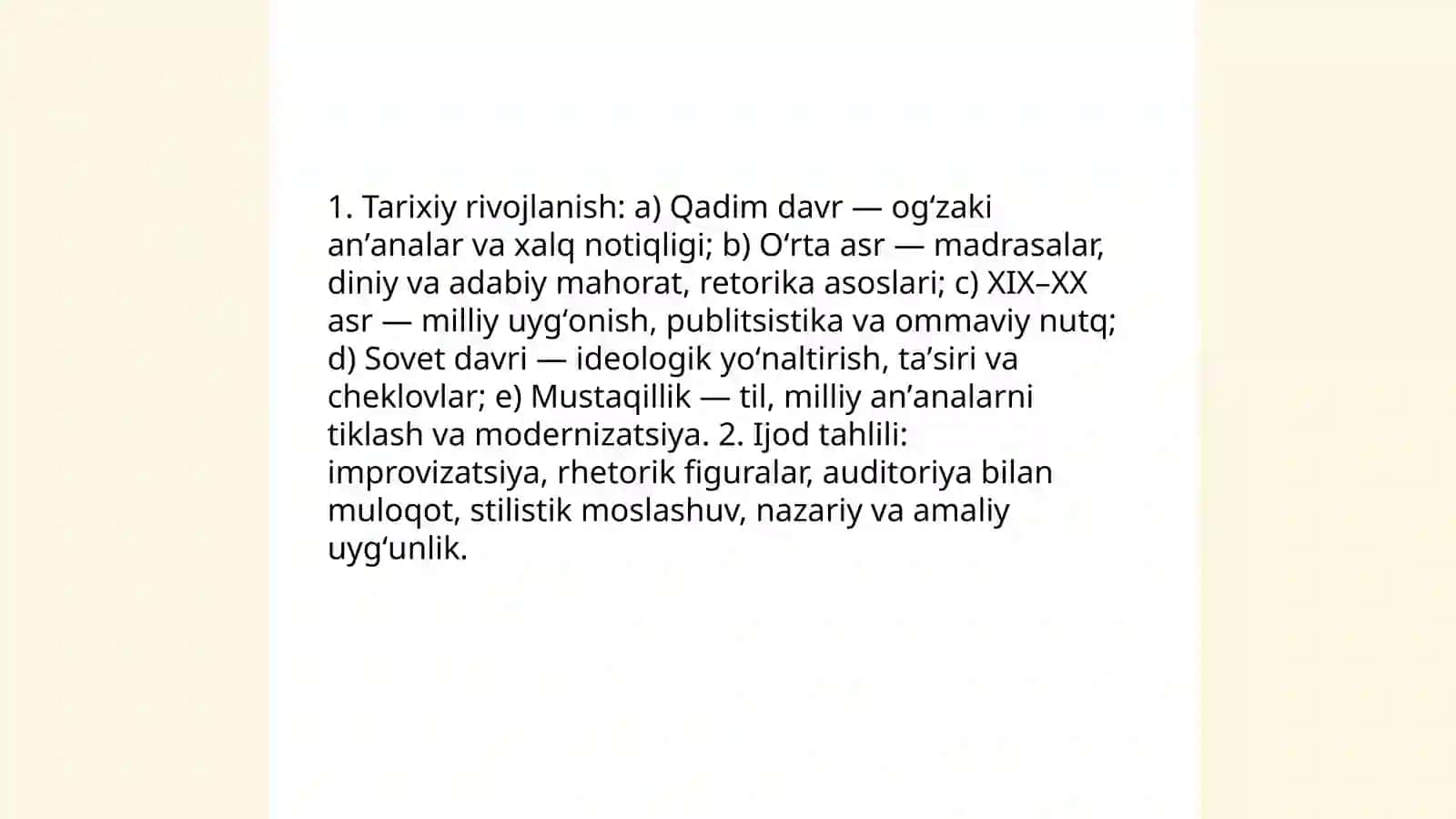Oʻrta Osiyo notiqlik sanʼati nomoyondalarining ijod tahlili 3