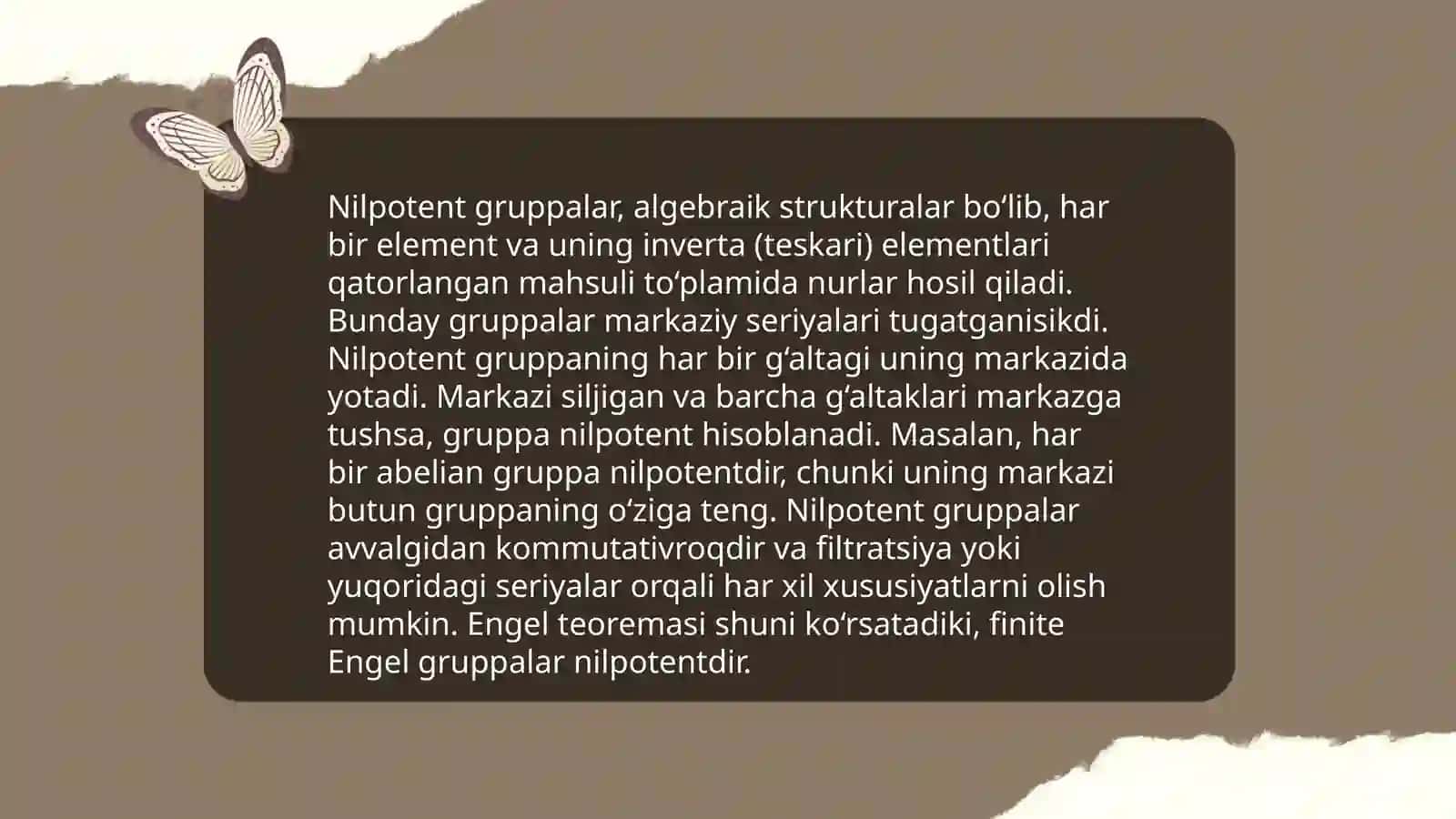 Nilpotent gruppalar 3
