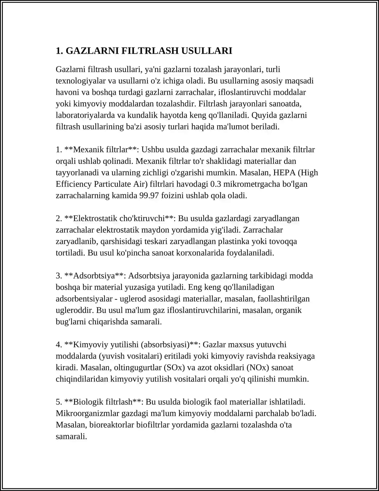GAZLARNI FILTRLASH USULLARI 3