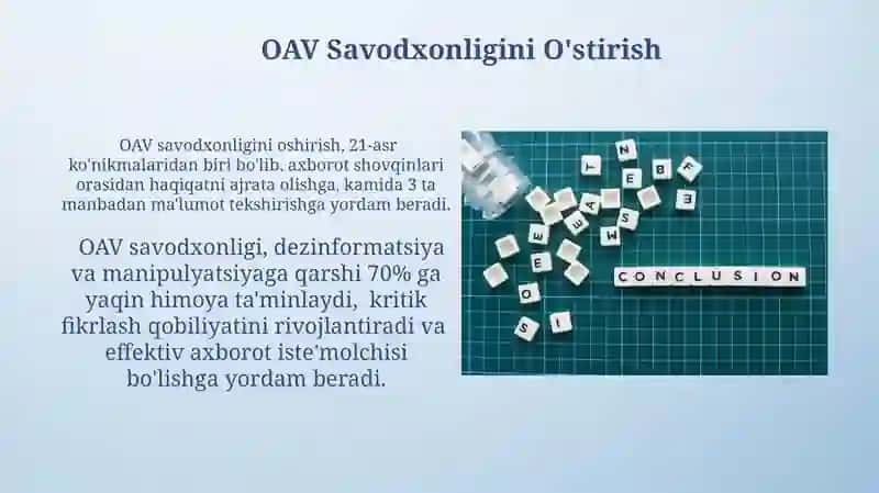 OAV Savodxonligini O'stirish 3