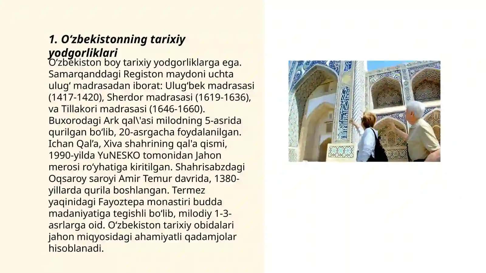 Oʻzbekistonning turistik salohiyati 3