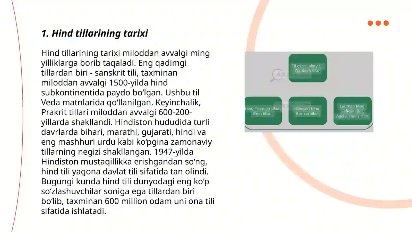 Til oilalari. Hind, Yevropa roman tillari 3