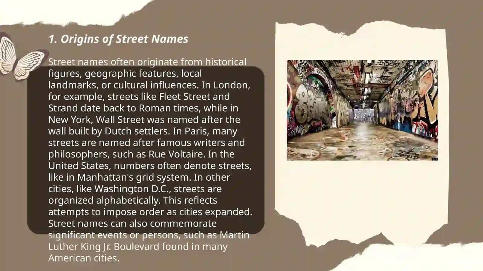Street life: Street names, Street culture, Street language, Street art 3