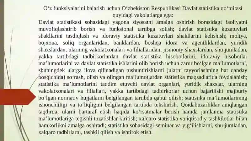 Davlat statistika agentligi vazifasi va funksiyasi 3