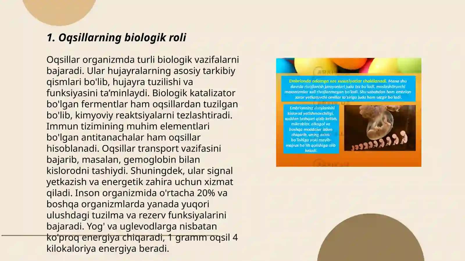 Oqsillar haqida umumiy maʼlumotlar 3