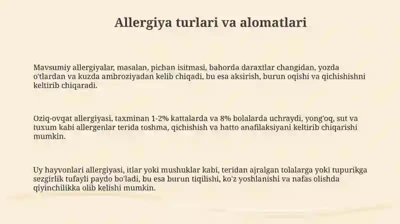 Allergiya turlari va alomatlari 3