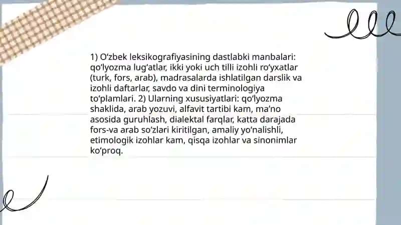 Oʻzbek leksikografiyasining ilk va oʻrta asrlar davri 3