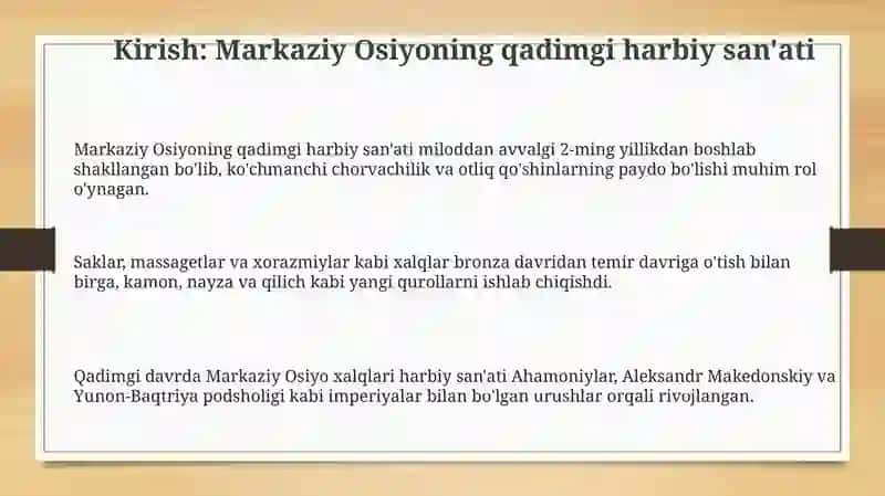 Markaziy Osiyoning qadimgi harbiy san'ati 3