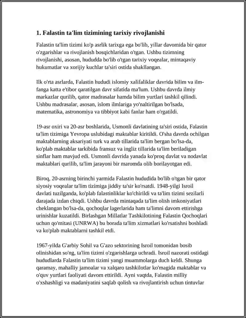FALASTIN DAVLATINING TALIM TIZIMI 3