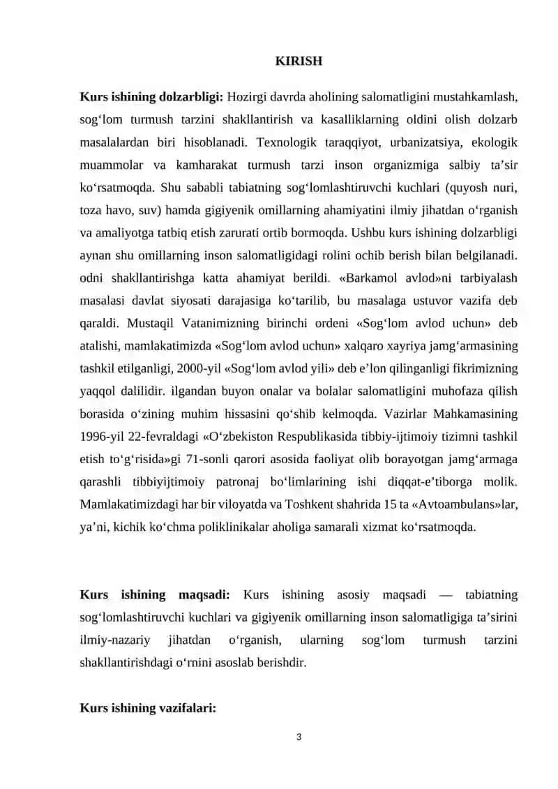 Tabiatning sog‘lomlashtiruvchi kuchlari va gigiyenik omillar 3