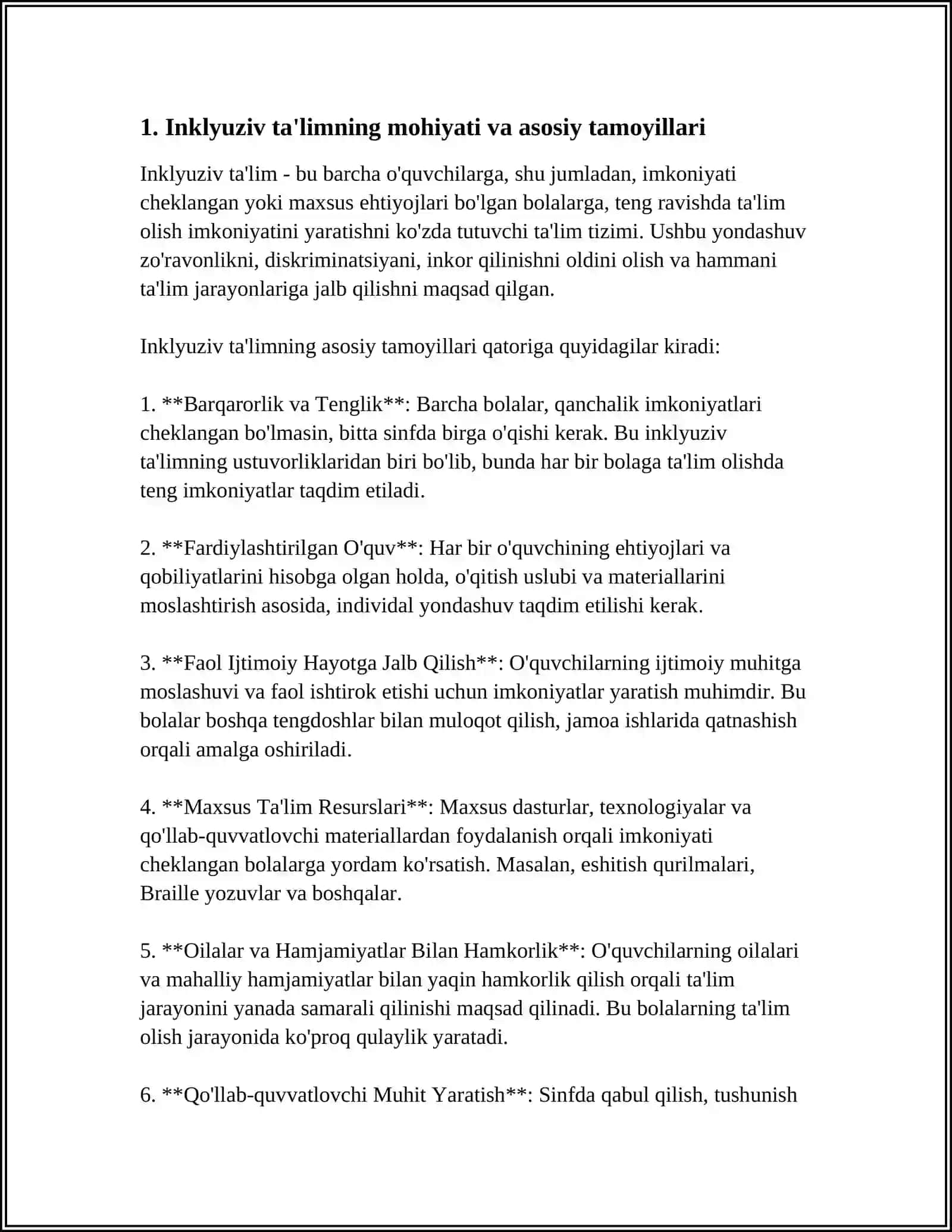 INKLYUZIV TA'LIMNING PEDAGOGIK PISIHALOGIK VA TASHKILIY SHARTLARI 3