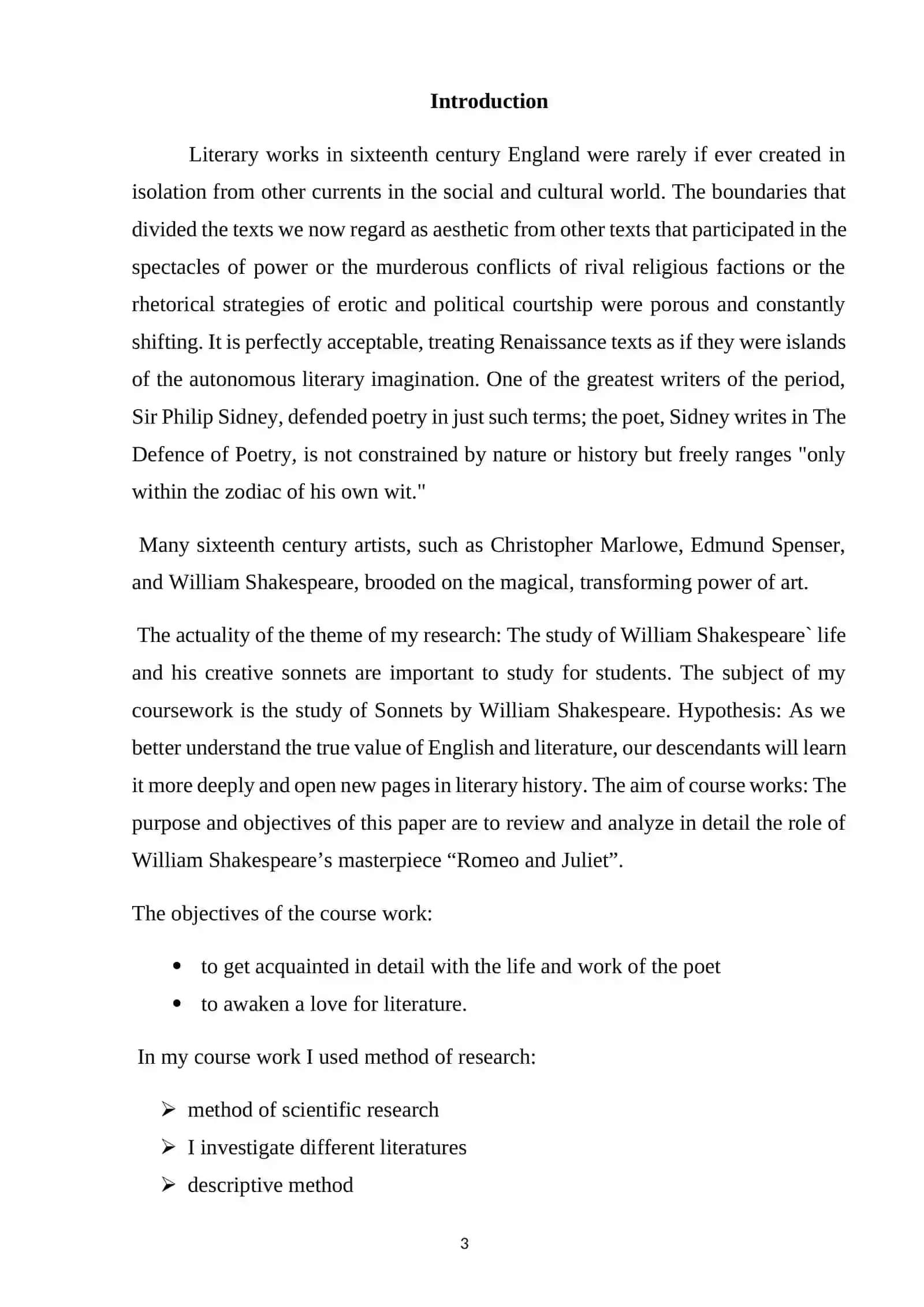 WILLIAM SHAKESPEARE’S CREATIVE WORK “ROMEO AND JULIET” 3