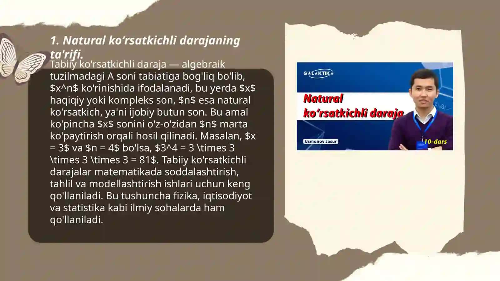 Natural koʻrsatkichli darajaning arifmetik ildizi va uning xossalari 3