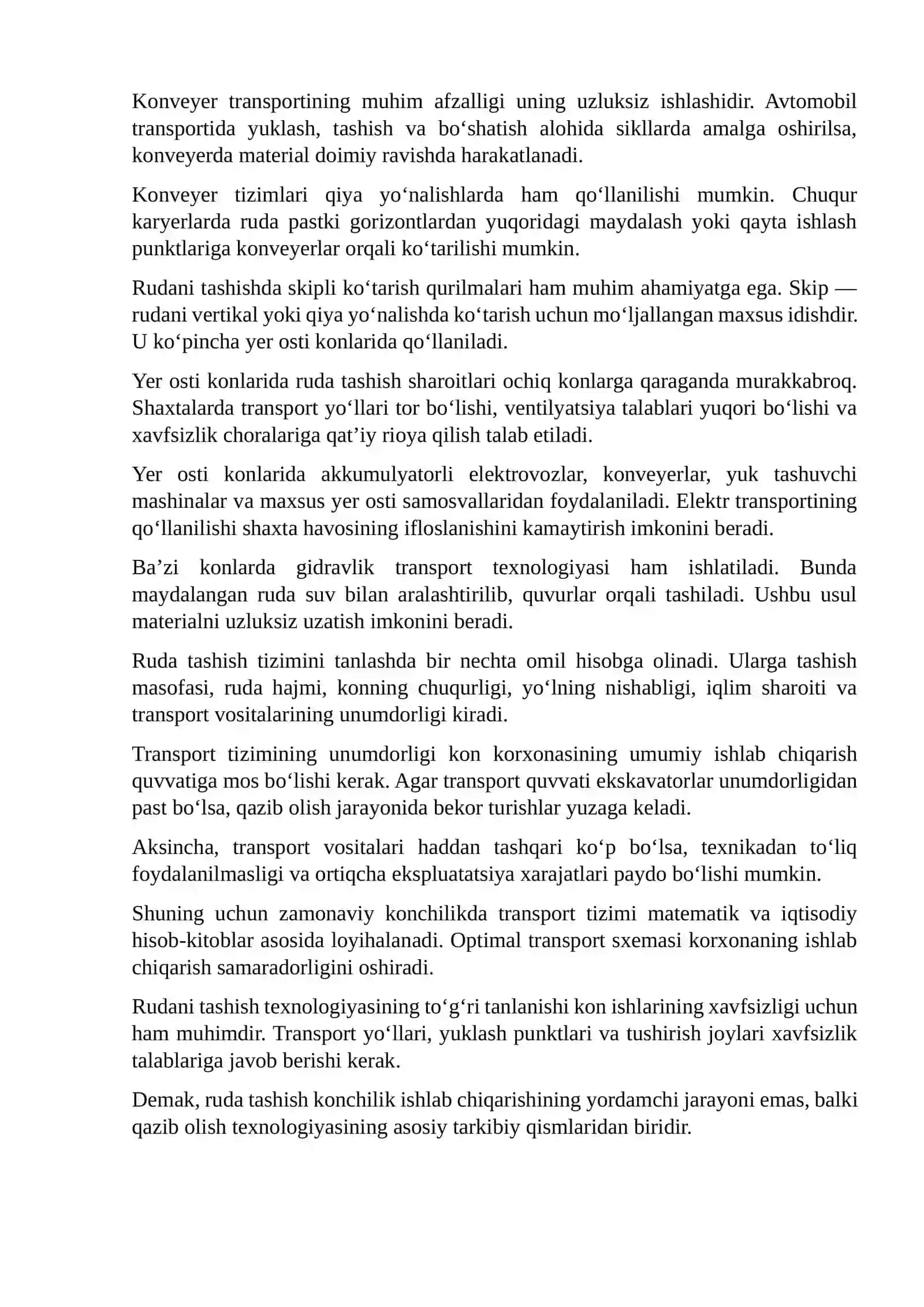 Rudani tashishning zamonaviy texnologiyalari 3
