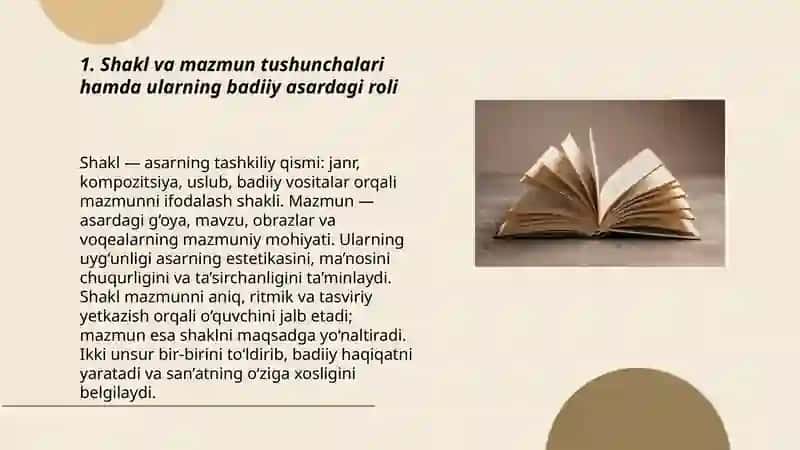 Shakl va mazmun uyg'unligi 3