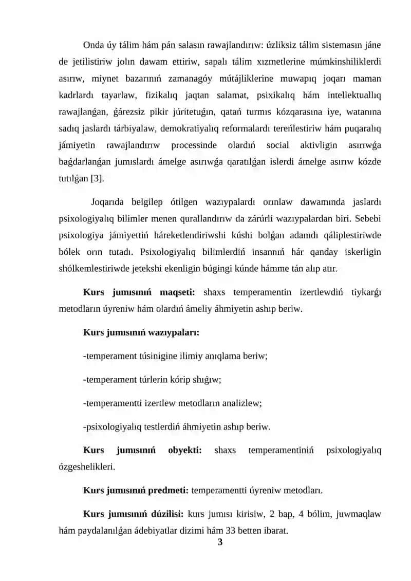 KURS JUMISI SHAXS TEMPERAMENTIN IZERTLEW METODLARI 3