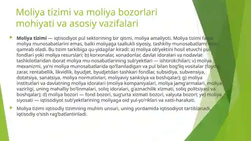 Moliya tizimi va moliya bozorlari 3