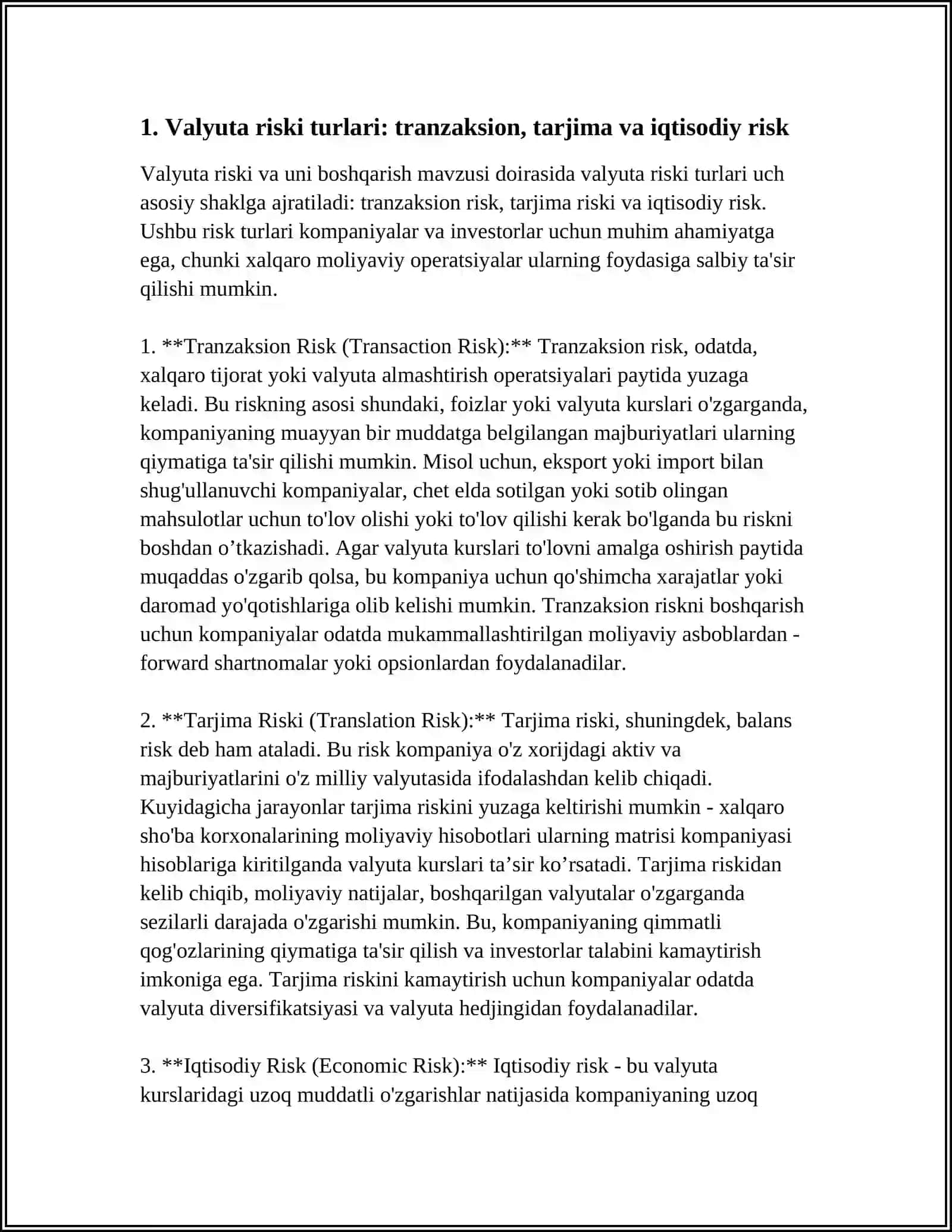 VALYUTA RISKI VA UNI BOSHQARISH 3
