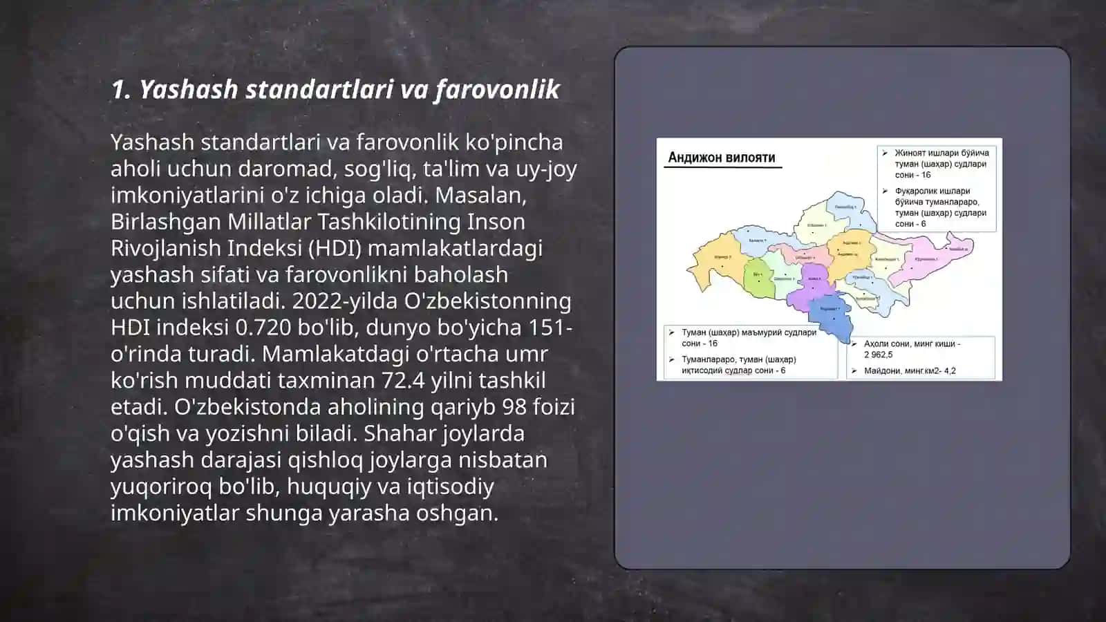 Yashash standartlari va farovonlik 3