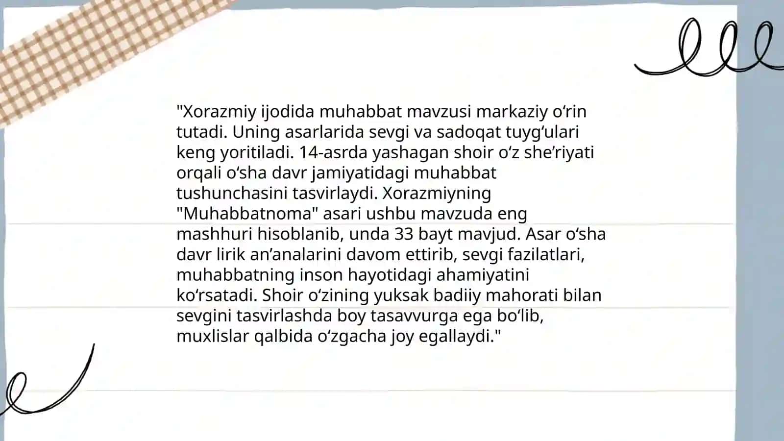 Xorazmiyning " Muhabbatnoma" asari 3