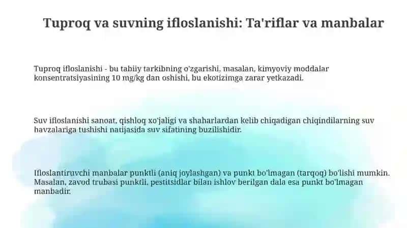Tuproq va suvning ifloslanishi 3