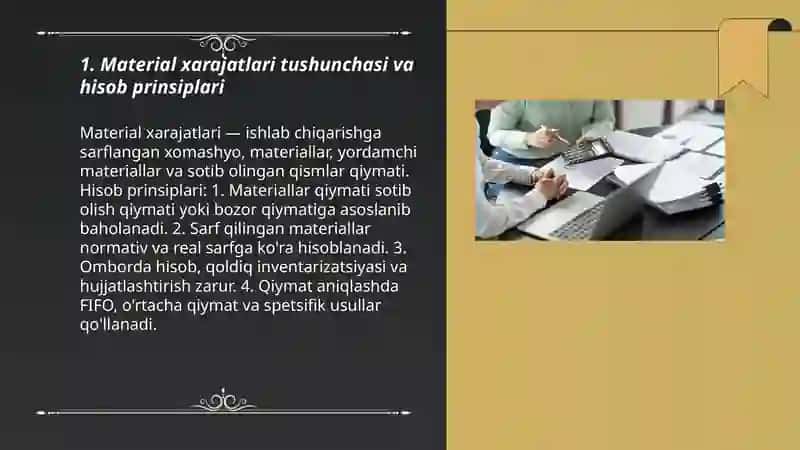 Material xarajatlari hisobi 3