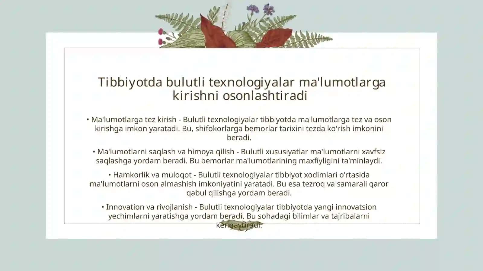 Tibbiyot masalalarini yechishda axborot texnologiyalari dasturiy ta’minoti 3