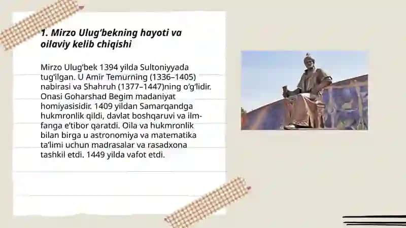 Mirzo Ulug‘bek - davlat arbobi va buyuk olim 3