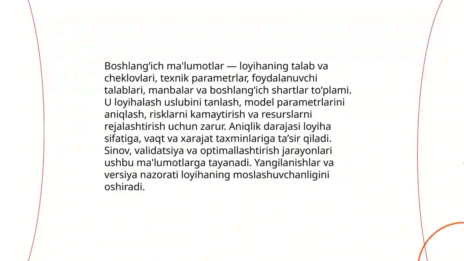 Loyihalash uslublarida boshlangʻich ma'lumotlar 3