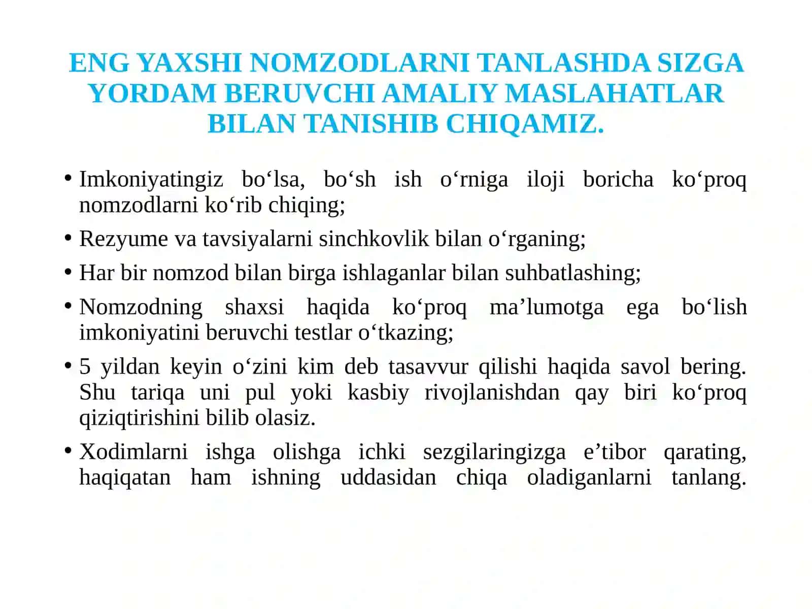 Ishga Qabul Qilish va Tanlash 3