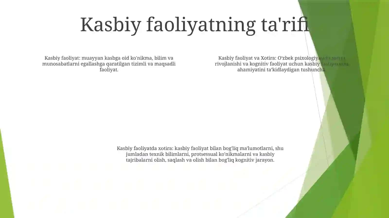 Kasbiy Faoliyat Va Xotira 3