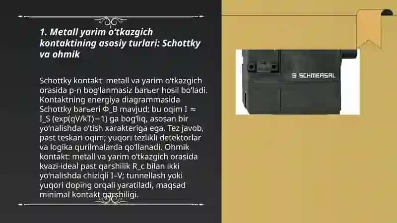 Metall yarim oʻtkazgich kontakti 3