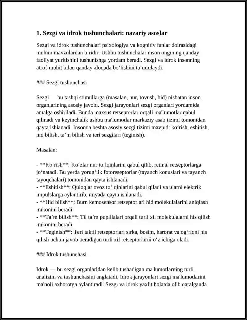 BILISH JARAYONLARI. SEZGI. IDROK 3