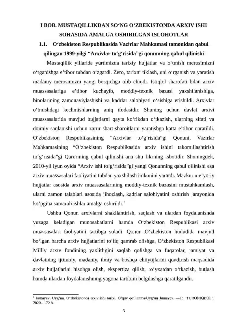 O‘zbekiston Respublikasida Vazirlar Mahkamasi tomonidan arxiv sohasida qabul qilingan qarorlar 3