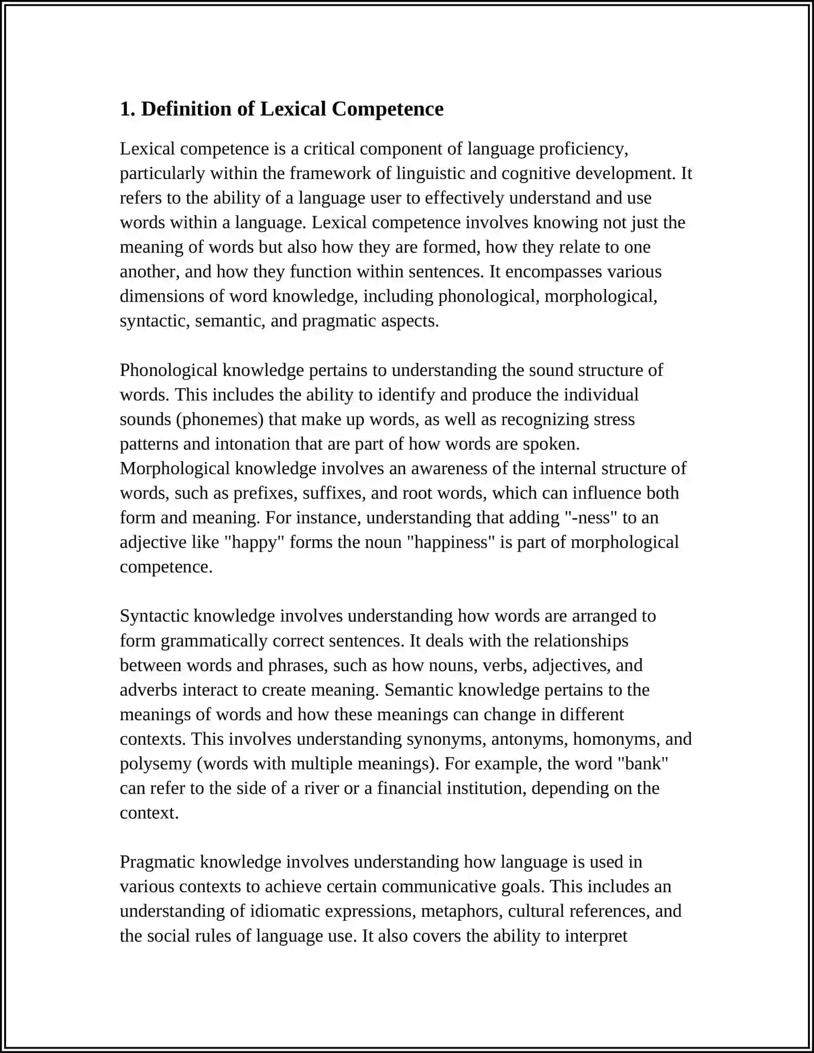 DEVELOPING RUBRICS FOR ASSESSING LEXICAL COMPETENCE IN MIDDLE SCHOOL LEARNERS 3