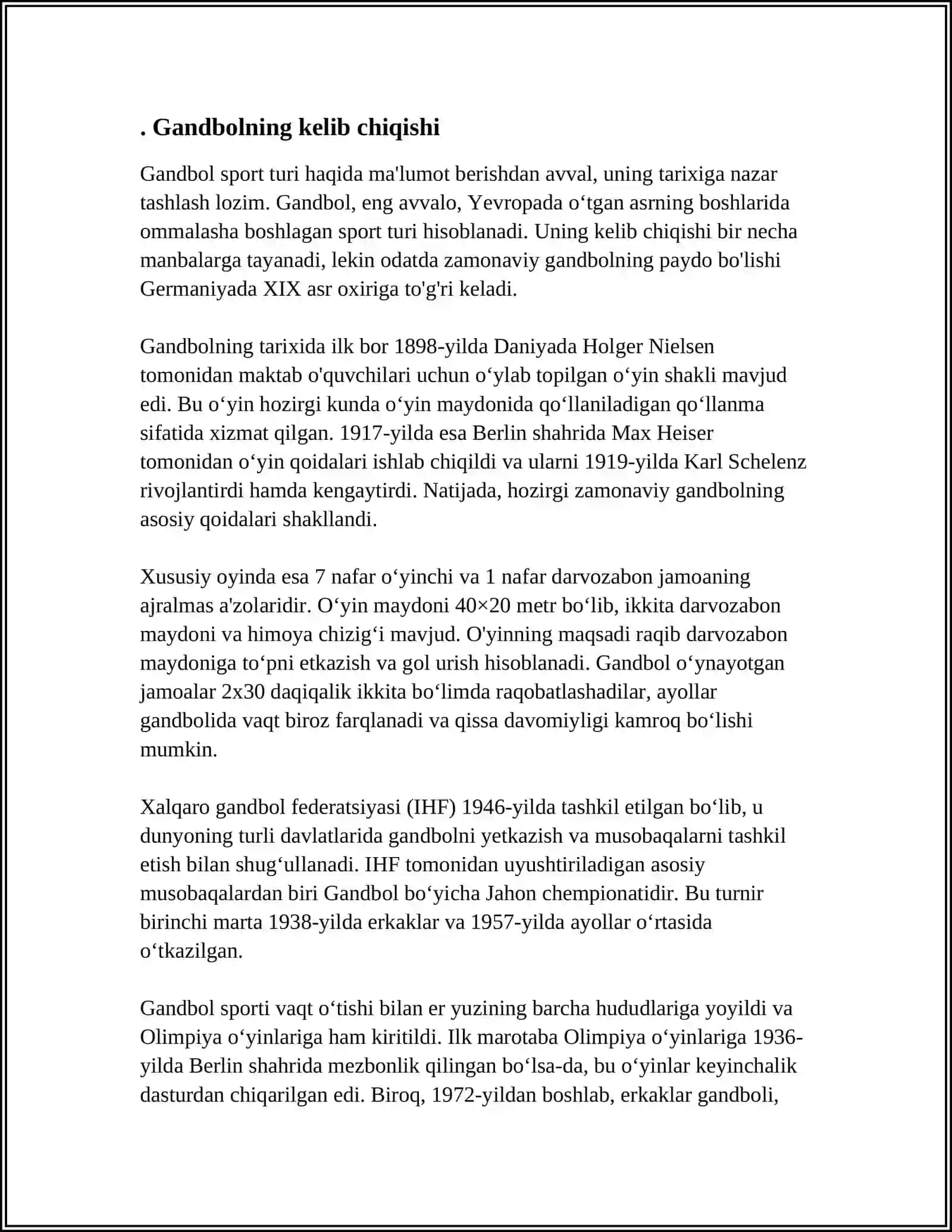GANDBOL TARIXI VA KELIB CHIQISHI 3