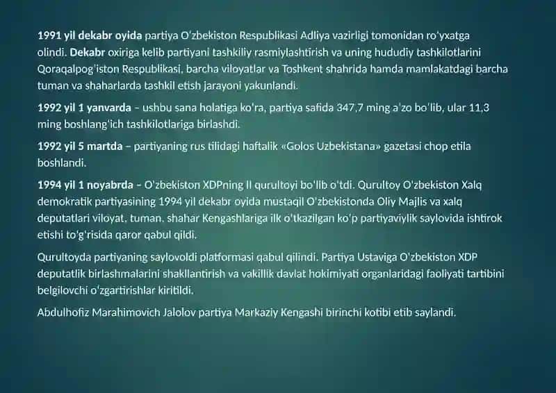 O'ZBEKISTON XALQ DEMOKRATIK PARTIYASI 3