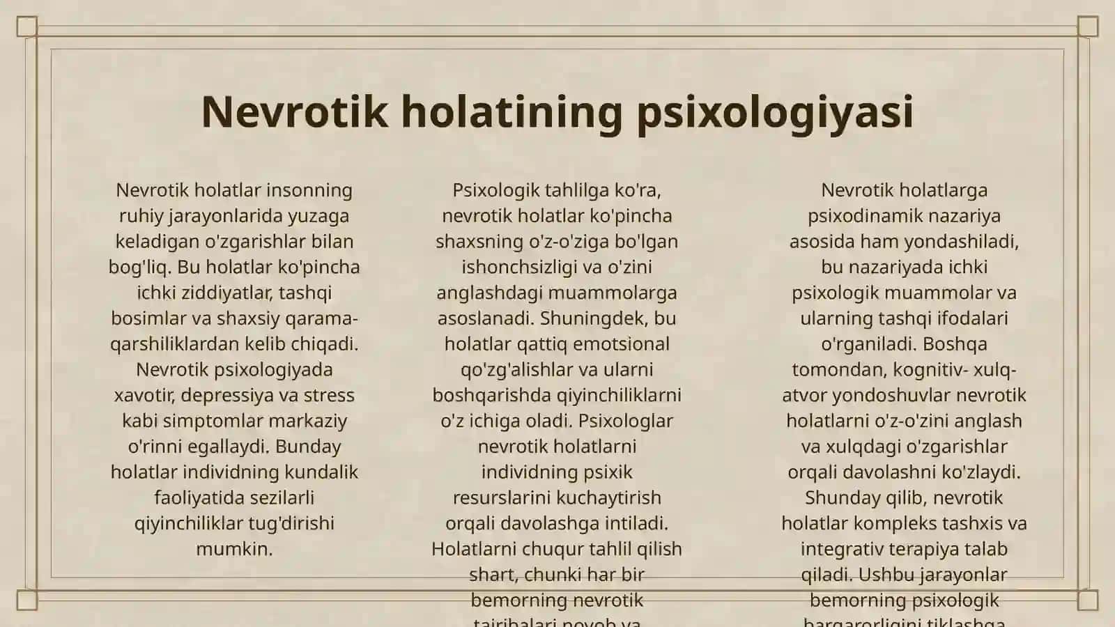 BEMORLARDAGI NEVROTIK HOLATLARI TAHLILI 3