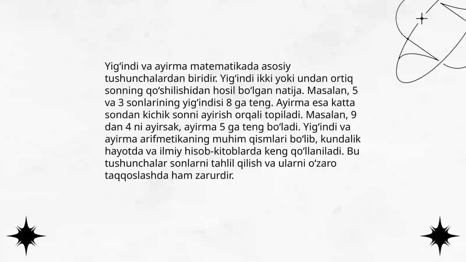 Yig‘indi va ayirma matematikada 3