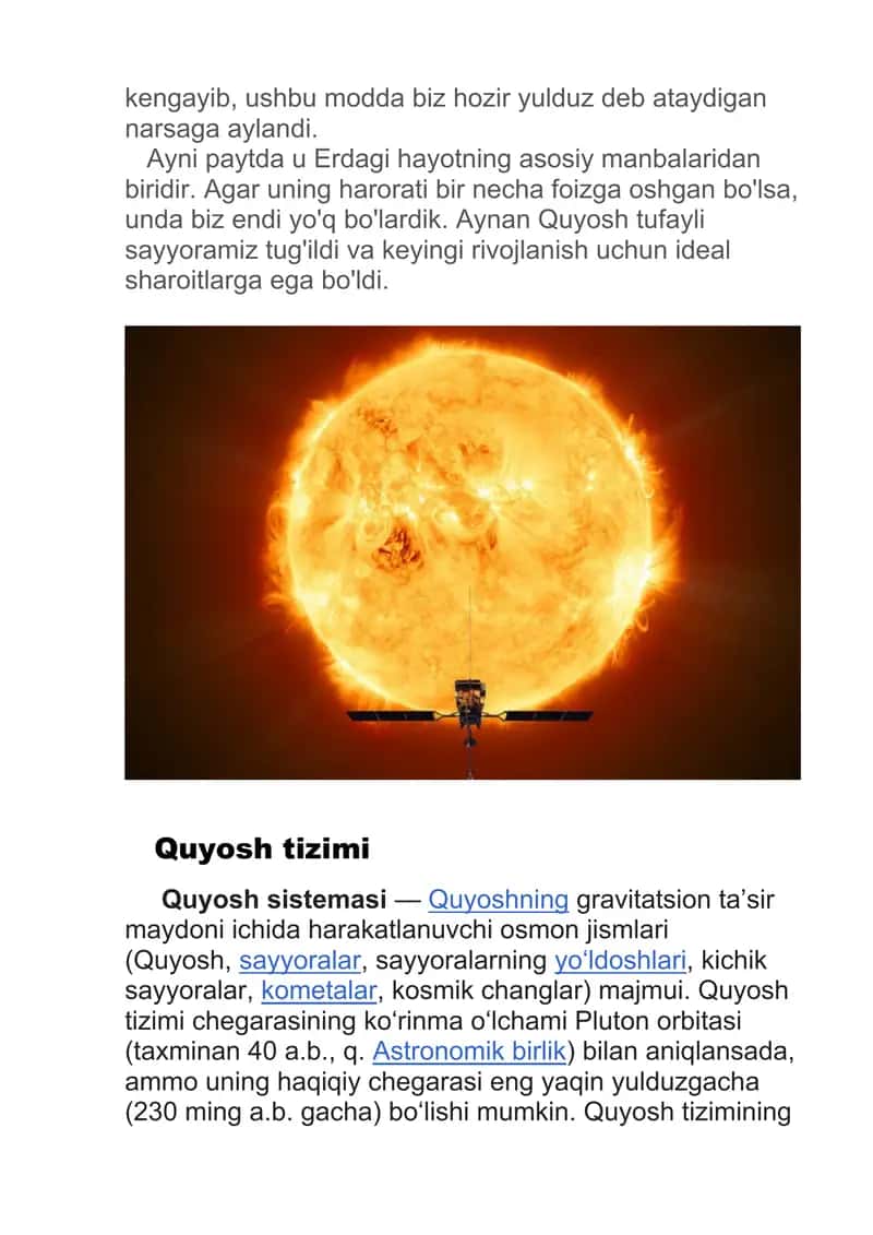 Quyosh tiziming kelib chiqishi va evalyutsiyasi 3