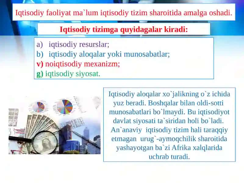 Iqtisodiy tizimlar va  ularning modellari 3
