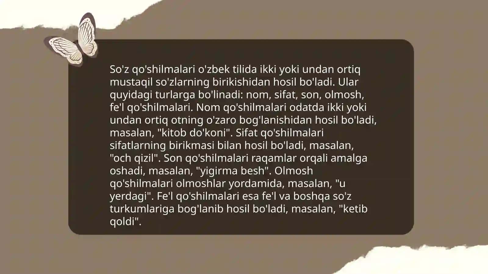 So'z qo'shilmasi.So'z birikmasi 3