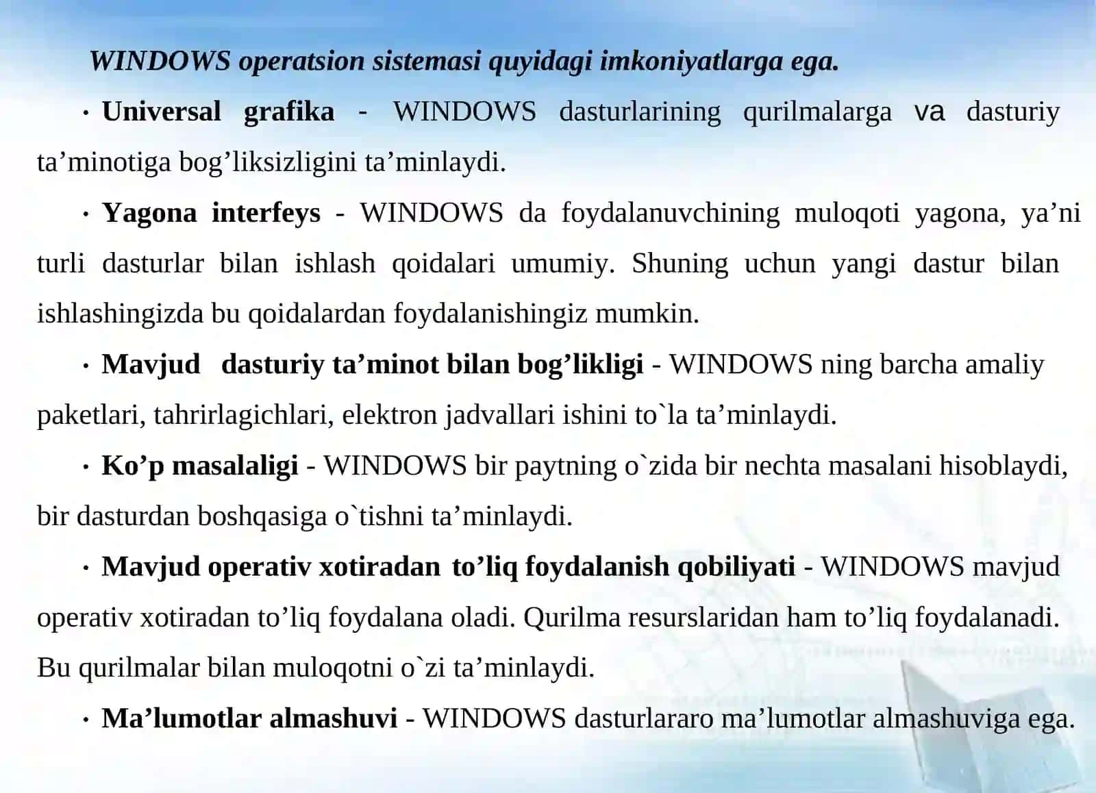 Windows, Linux operatsion tizimlari va ularni kompyuterga o`rnatish 3