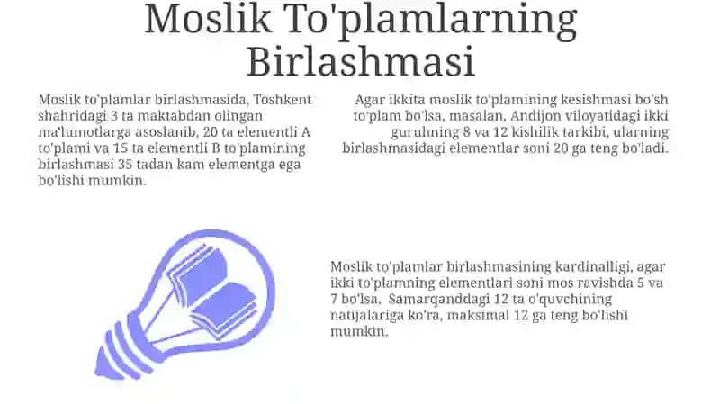 Moslik To'plamlaridagi Munosabatlar 3