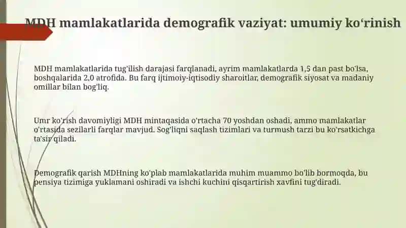 MDH mamlakatlarida demografik vaziyat 3