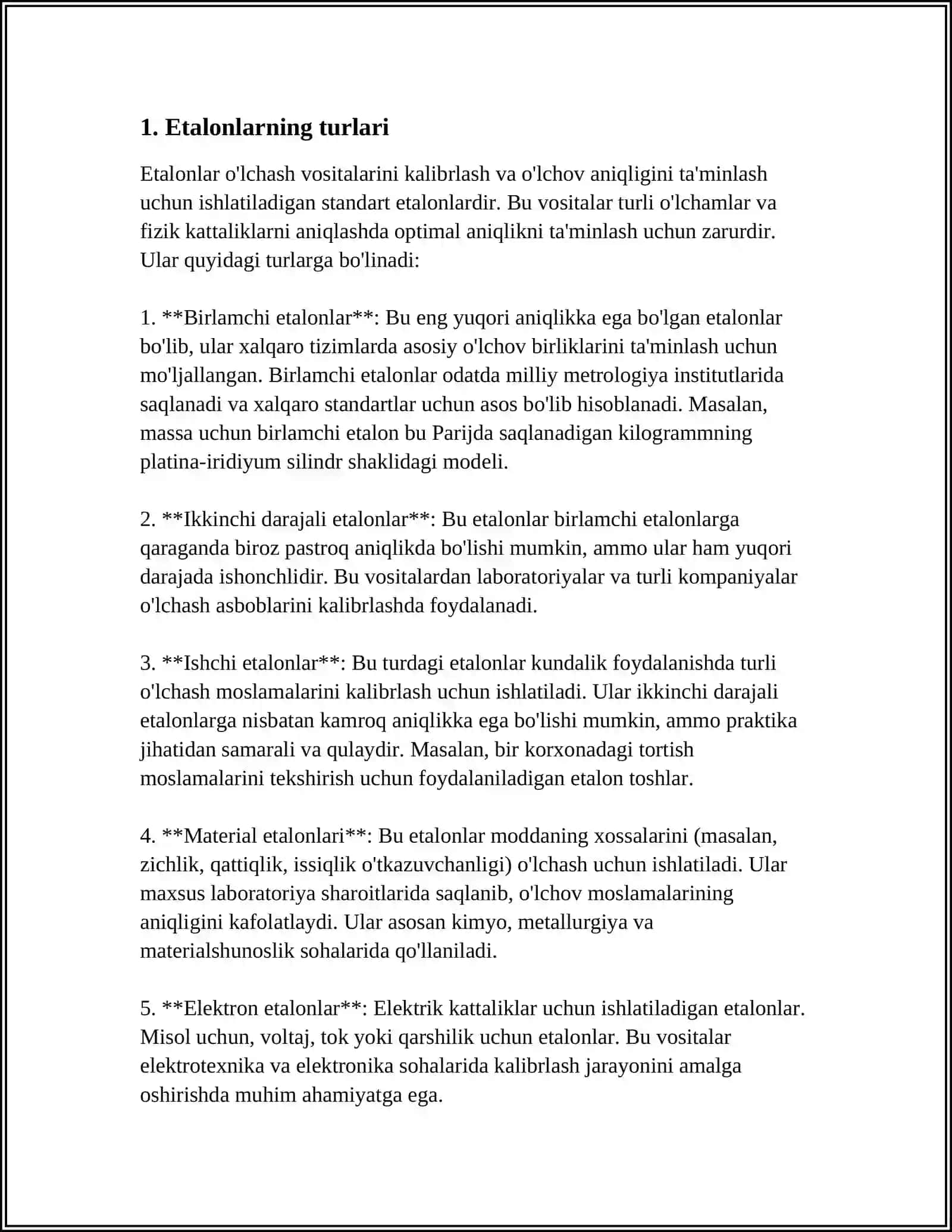 ETALONLAR VA ULARNING QO’LLANILISH SOHALARI 3