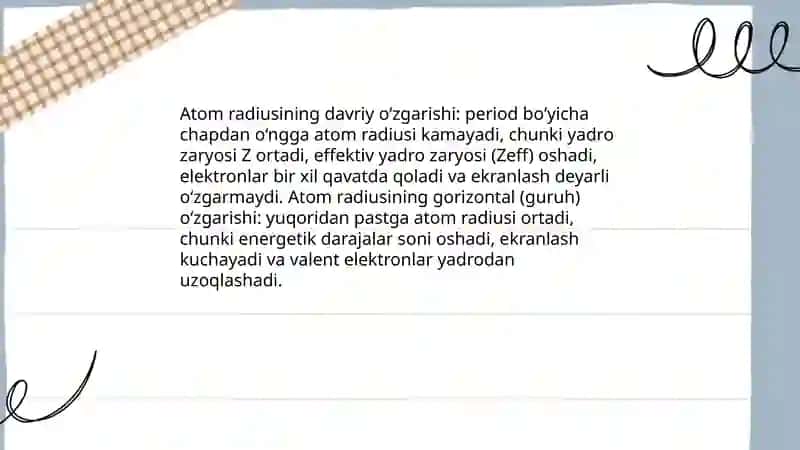 Elementlarning Davriy O'zgaruvchan Xossalari 3
