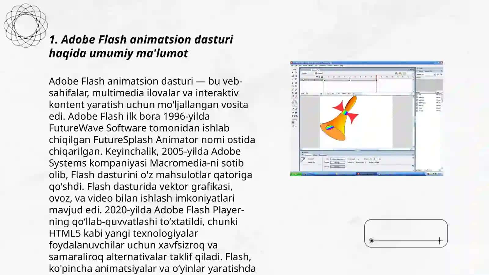Adobe Flash animatsion dasturi haqida umumiy ma'lumot 3